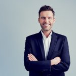 Happy businessman isolated