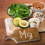 Magnesium Rich Foods on  wooden table